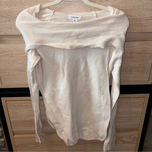 Calvin Klein Cream Off Shoulder Sweater
